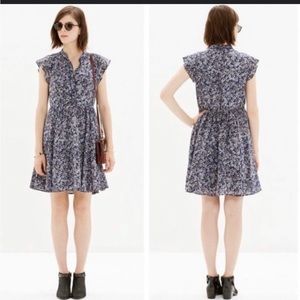 Madewell floral blue dress 100% silk sz 0